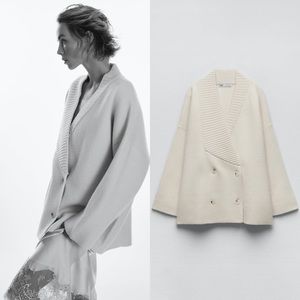 Zara wool blend sweater coat